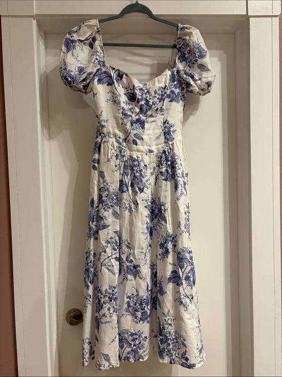 Reformation Dresses & Skirts - Reformation Linen Floral Puff-Sleeve Midi Dress, Size 4